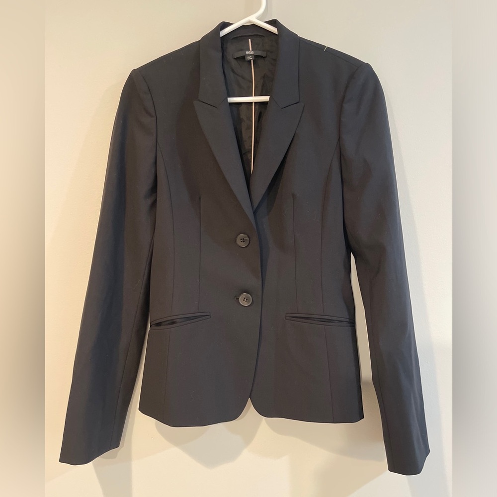 Hugo Boss Women's Jannami Blazer,‎ Stretch Wool, Black, Size 2